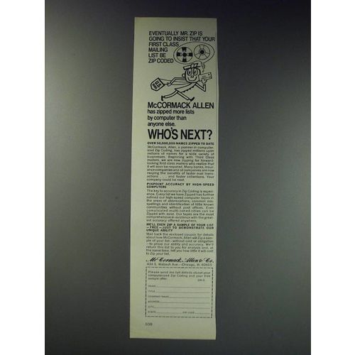 1963 McCormack, Allen Ad - Eventually Mr. Zip is going to insist