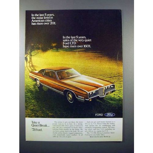 1971 Ford LTD Car Ad - Noise Level Risen 20%