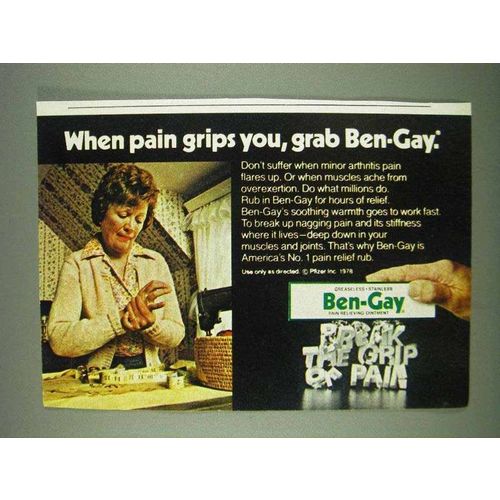1978 Ben-Gay Ointment Ad - When Pain Grips You