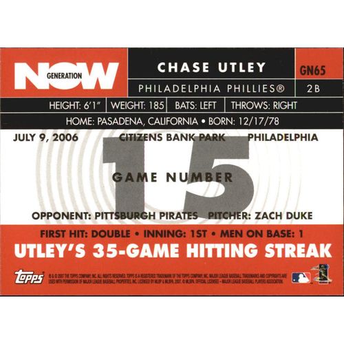 2007 Baseball Topps Generation Now Chase Utley #GN65