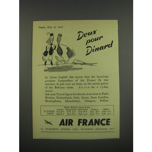 1949 Air France Ad - Deux pour Dinard