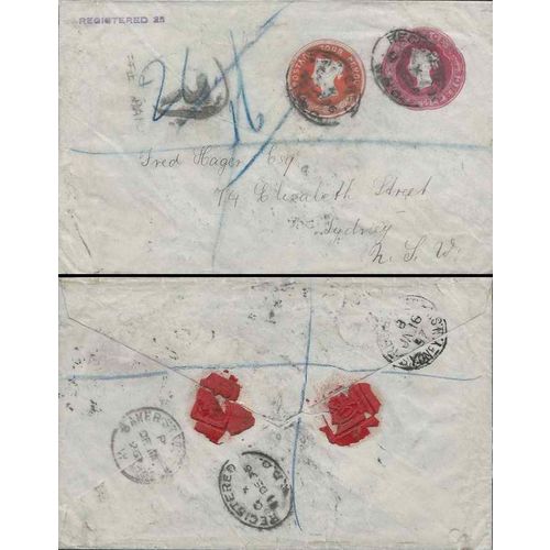 Great Britain to Sydney NSW, Australia 1896 REGISTERED Special Postal Sta.