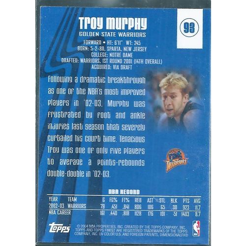 2004 Topps Finest 2002-03 - Golden State Warriors Troy Murphy 93