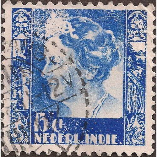 NEDERLANDS INDIE, Queen Wilhelmina, blue 1947, 15