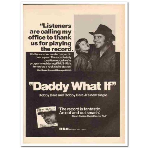 RCA RECORDS 1973 Bobby Bare Daddy What If new single media vintage ad