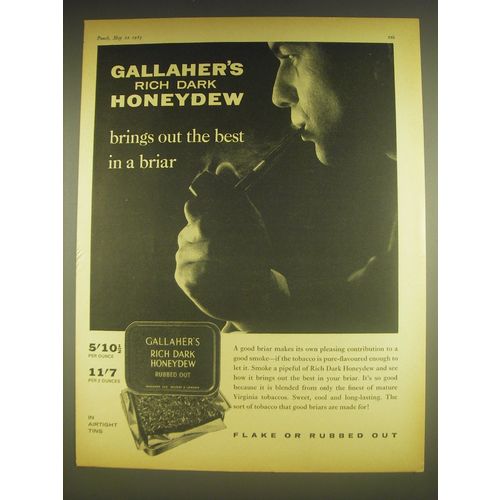 1963 Gallaher's Rich Dark honeydew Tobacco Ad -Brings out the best