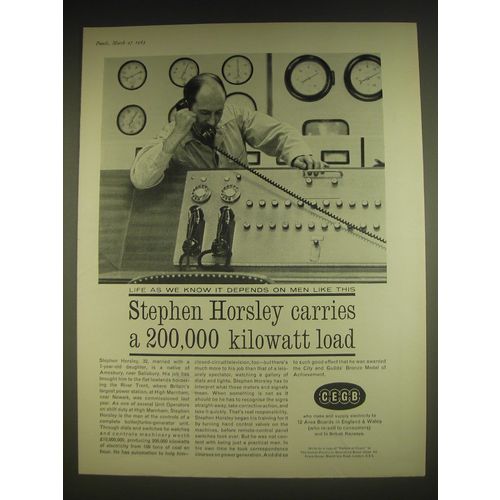 1963 CEGB Central Electricity Generating Board Ad - Stephen Horsley carries
