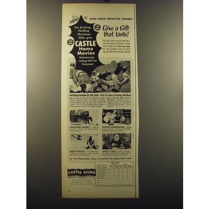 1950 Castle Films Ad - Football Parade, Hopalong Cassidy, Woody Woodpecker