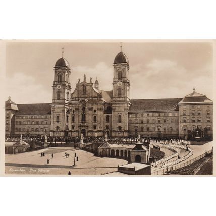 Einsiedeln Church Switzerland Postcard Rear paper remnants