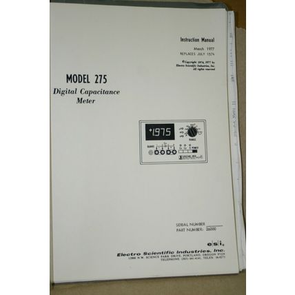 Electro Scientific Digital Capacitance Meter 275 Instruction Manual