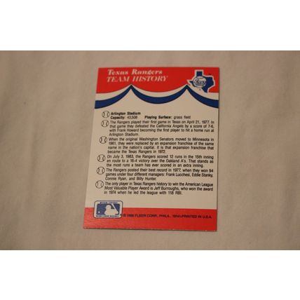 1989 Fleer Texas Rangers Team History Stickerback TEAM LOGO Sticker