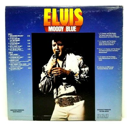 Elvis Presley Moody Blue 1977 LP Blue Translucent Vinyl Record Album (P8)