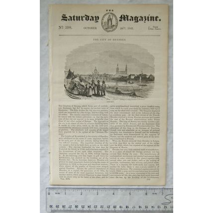 1841 The Saturday Magazine No. 598 Dresden, optical illusions, chess, sports etc