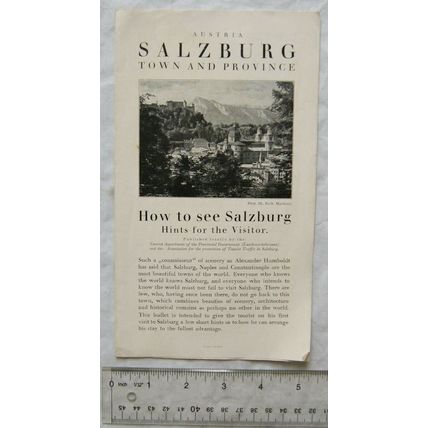 Vintage: Salzburg Town & Province. How to see Salzburg, Hints for the Visitor