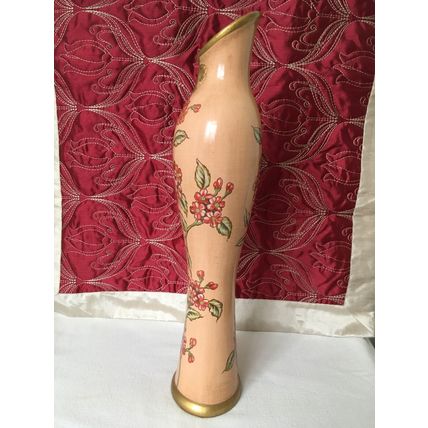 Decorative Feminine Shape Gold Pink Green Red Colourful 17.5” Vase