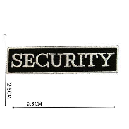 Security Iron On Patch 2.5x9.8 cm Easy Iron or Sew Black White Badge Motif P266