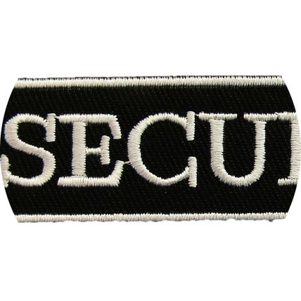 Security Iron On Patch 2.5x9.8 cm Easy Iron or Sew Black White Badge Motif P266