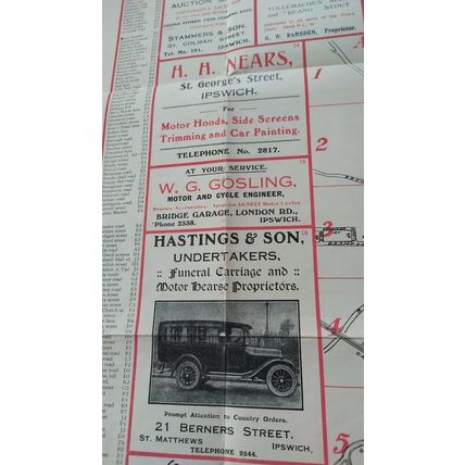 antique vintage the "handy" map and street guide ipswich adverts 20s 30s 40s vtg