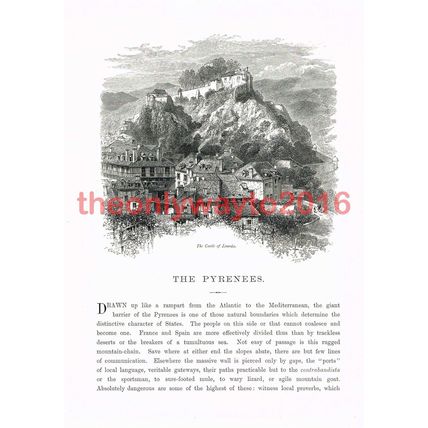 Castle of Lourdes, Hautes-Pyrénées , France, Book Illustration (Print), c1875
