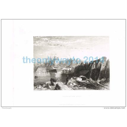 BURLINGTON QUAY, BRIDLINGTON, YORKS, BALMER-STEPHENSON, BOOK ENGRAVING, c1850