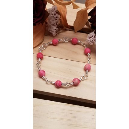 Handmade Pink & Silver Chain Bracelet