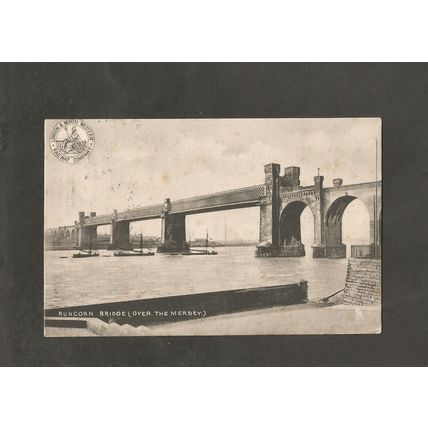 Postcard Chesire Runcorn Rail Bridge London and North West Logo card 1907