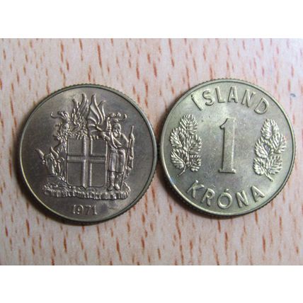 Iceland 1971 1 Krona Coin