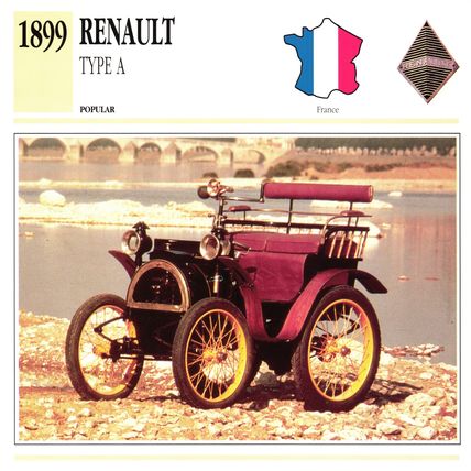 Collectors Club card. Classic Cars. Renault Type A