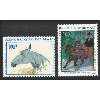 Mali Horses Toulouse-Lautrec Commemoration 2v 1967 MNH SG#159-160