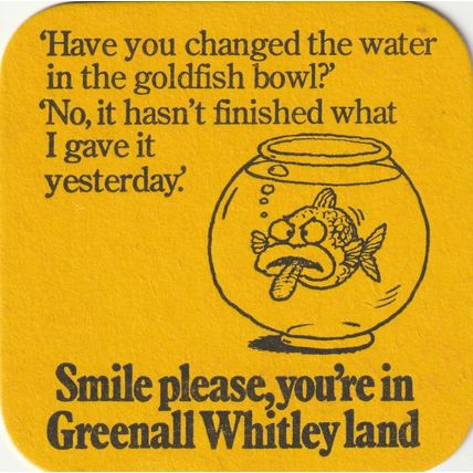 BEER MAT - GREENALL WHITLEY BREWERY - SMILE PLEASE - (Cat No 302) - (1975)