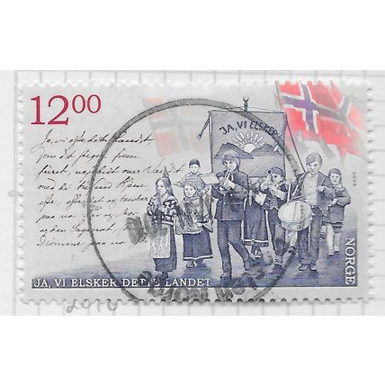 NORWAY 2009 NATIONAL ANTHEM CHILDREN MUSIC BAND INSTRUMENTS FLAG 12Kr USED SON