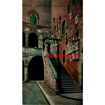 Firenza (Florence), Scala Di Palazzo Del Podesta, Italy, Postcard