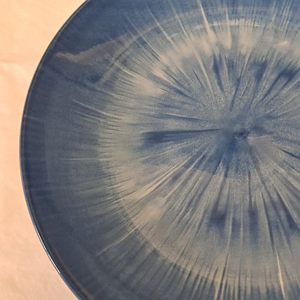 NEW Lot 4 Royal Norfolk BLUE BURST 7 1/2" Salad PLATES Spiral Tie Dye Serving