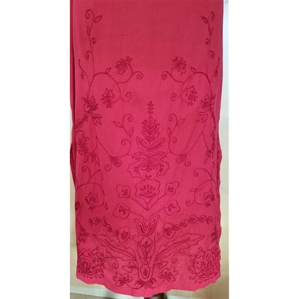 Chintoo Creations Red Embroidery Midi Dress 100% Cotton Size 10 UK