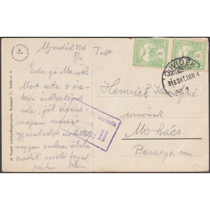 Kossuth Lajos-utca és Városháza, Újvidék, 1916 - Vasúti Levelezőlap