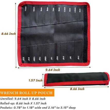 BLIRITEL Small Wrenches Roll up Pouch, Tool Roll Storage Bag for Mini Wrench Set