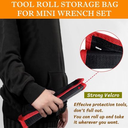 BLIRITEL Small Wrenches Roll up Pouch, Tool Roll Storage Bag for Mini Wrench Set