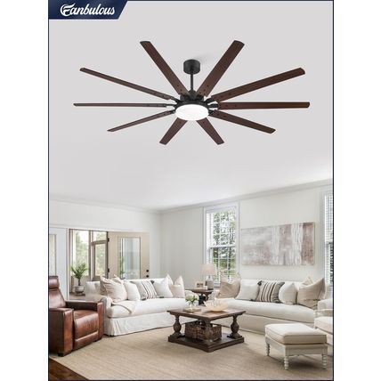 84 Inch Industrial Ceiling Fans with Lights, Large Ceiling Fan with Quiet DC Mot
