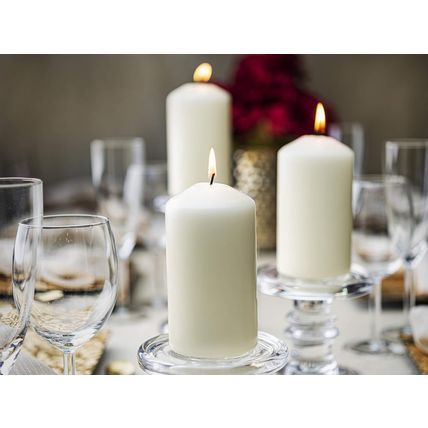 BOLSIUS 6 Ivory Pillar Candles Bulk - 3X6 Inches Candle Set - 70+ Hours Clean Bu