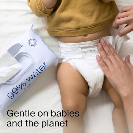 Coterie Baby Wipes for Sensitive Skin, Plant-Based and Plastic-Free Fibers, 99%
