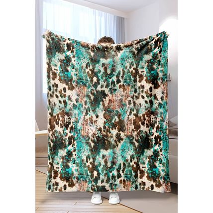 Multicolour Western Style Pattern Large Flannel Blanket