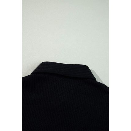 Black Solid Color Corduroy Buttoned Long Sleeve Shacket