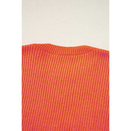 Vitality Orange Thankful for my queens Ribbed Knit Drop Shoulder Graphic Sweater
