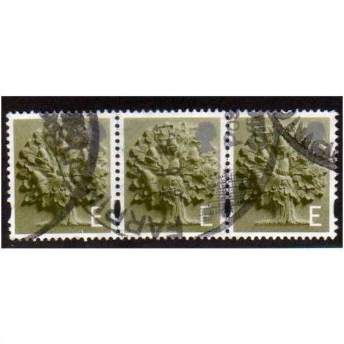 ENGLAND STRIP OF 3 X 'E'OAK TREE ' (EN8) GOOD USED (EBID1998)