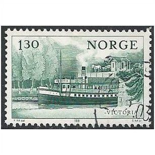 Mi 842 y: 1 Kr. 30 blackish blue-green Inland Waterways: Bandak Canal.