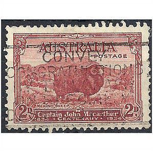 Australia 1934 SG150a 1d Carmine-Red Type B Good Used . .