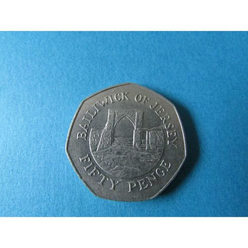 1987 QUEEN ELIZABETH II BAILIWICK OF JERSEY FIFTY PENCE FREE POST. AAY