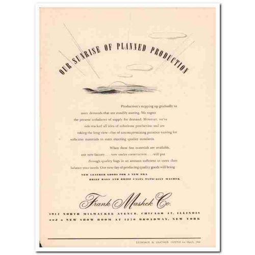 frank mashek company 1946 planned production leather goods vintage ad