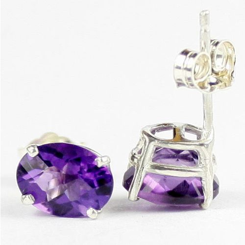 Amethyst, 925 Sterling Silver Post Earrings, SE102
