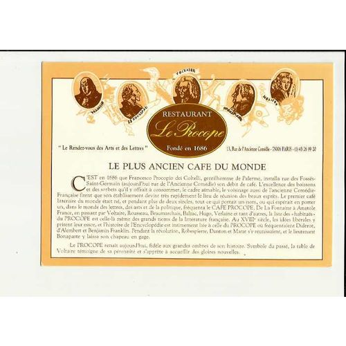 Advertising LE PROCOPE RESTAURANT Paris Postcard